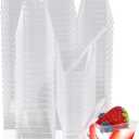 100 Pack 3 oz Square Mini Dessert Cups and Spoons - Clear Shooter Cups for Parfait, Appetizer, Pudding - Small Plastic Cups for Party