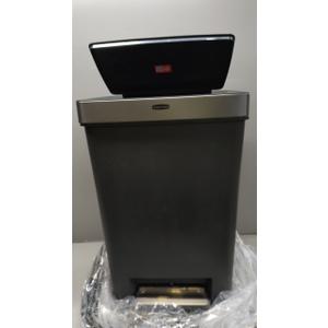 Rubbermaid Premier Series III Step-On Trash Can for Home and Kitchen, with Stainless Steel Rim, 12.4 Gallon, Charcoal, for Home/Kitchen/Garage/Apartment/Office