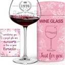 50th Birthday Gifts For Her - 1976 Vintage Engraved 50th Wine Glass - 50 Year Old Birthday Decorations For Women - 50 Year Old Bday Gifts Idea For Mom, Aunt, Grandma - Turning 50 Present