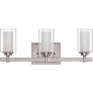Craftmade 16720BNK3 Celeste Vanity Wall Lighting, 3-Light, 180 Watts, Brushed Polished Nickel (20"W x 7"H)