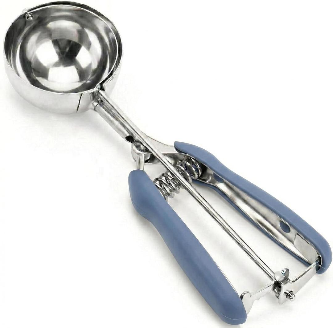 Ice Cream Scoop, 18/8 Stainless Steel Cookie Scoop, 5.3Tbsp/80ml/2.7oz Cookie Dough Scoop, Ice Cream Scooper with Trigger Release, Large Cookie Scooper (#12 Midnight Blue)