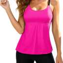 Century Star Tummy Control Tankini Swimsuits for Women | Wirefree Crisscross Back 2-Piece with High Waisted Quick Dry Shorts, Size: 12-14
