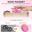 Magnetic Phone Ring Grip Holder, Silicone Finger Loop Grip, Compatible with MasSafe, Back of Phone for iPhone Pro Max/Plus/16/15/15/14/13/12 Series, Tender Pink