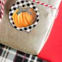 Christmas Hanging Ornaments, Thanksgiving Pumpkin Bow Black White Buffalo Check Plaid Autumn Fall Acrylic Christmas Hanging Decorations for Tree, Gift Box, Home Decor, Parties, 8 Pcs-3.7x3 Inch