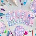 Mermaid Birthday Decorations Include Plates, Napkins, Cups, Cutlery, Hanging Swirls, Banner, Cake & Cupcake Toppers, Balloons, Tablecloth for Mermaid Party Decorations, Serve 20