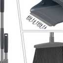 Ivandar Broom and Dustpan Set, Dust pan with Long Handle, Broom with Dustpan Combo Set, Broom and Dustpan for Home, Indoor or Outdoor Cleaning Tool (Deep Gray&Light Gray)