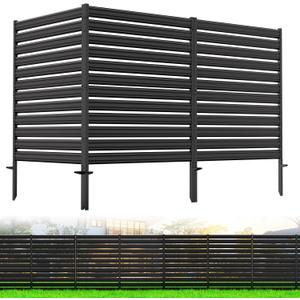 3 Panels No-Dig Metal Privacy Fence Screen, 42" H 38" W Outdoor Air Conditioner Fence, Rustproof AC Unit Cover to Hide Trash Bins, Pool Equipment Enclosure, Decorative Garden, Patio & Backyard