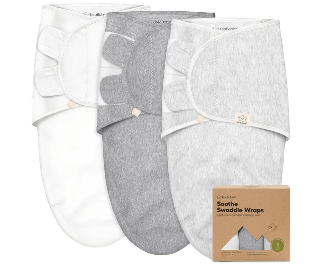 3-Pack Organic Baby Swaddle Sleep Sacks - Swaddles for Newborns, Infant 0-3 Months, Baby Girls, Boys, Soft & Snug Newborn Sleep Sack, Nursery Swaddling Blankets, Cloud, OS