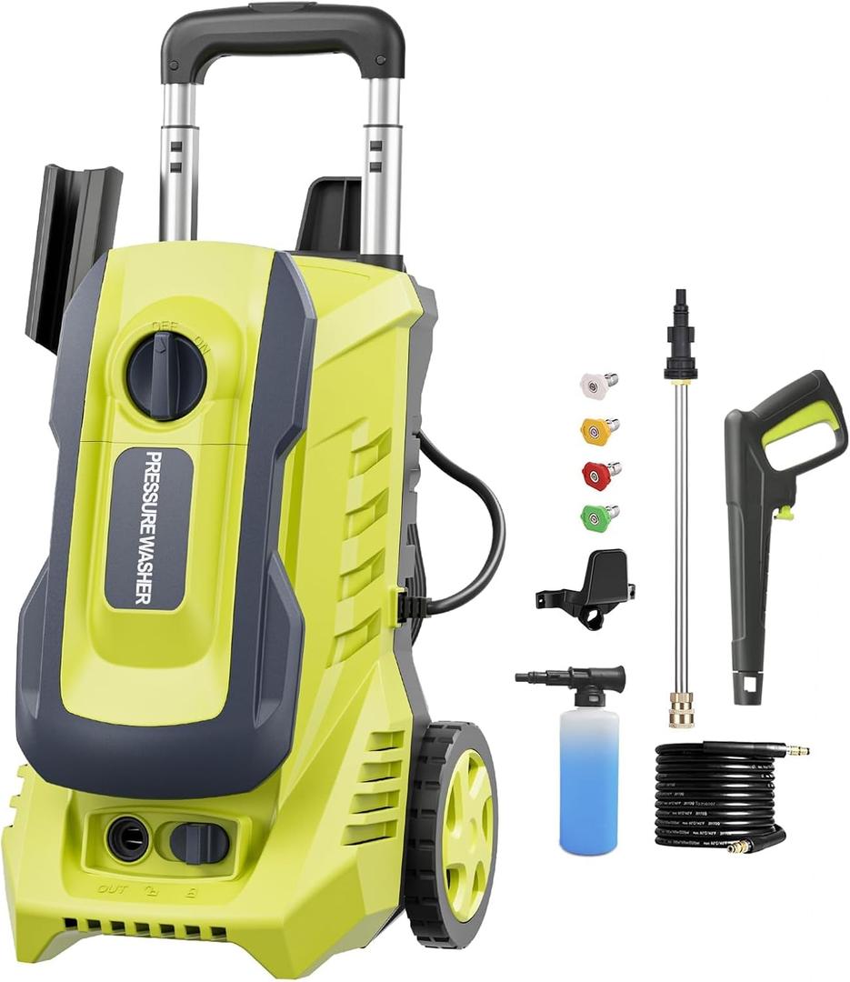 Electric Pressure Washer 4800PSI-Max 3.2GPM Power Washer Wash Machine Electric Powered with Foam Cannon for Car, Floor, Garage, Patio Washing, Yellow