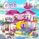 Pink Girls Summer Villa Friends Building Set Compatible with Friends Construction Educational Toy for Kids Age 8-12 and Up 1018 PCS