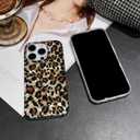 Leopard Case for iPhone 16 Case Cheetah Women Trendy Aesthetic Clear Silicone Protective Shockproof Phone Cases with Beade Phone Strap Lanyard for iPhone