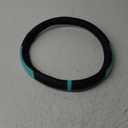 Flying Banner car Steering Wheel Cover Gel Massage Velvet Cool Warm Universal Size 15 inches SUV Truck Anti Slip Odorless Summer Winter (Black Mint Blue, Gel Massage)