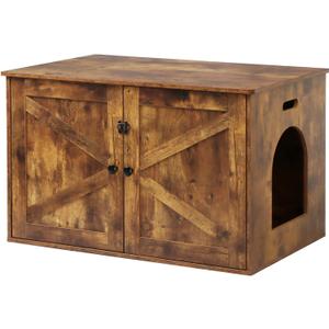 Timberer Cat Litter Box Enclosure, Litter Box Furniture Hidden with Removable Divider, Wooden Cat Washroom Furniture, Indoor Cat House, Rustic Brown