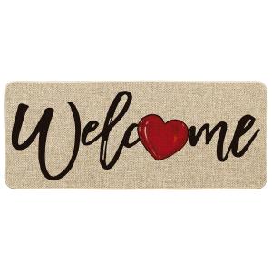 Artoid Mode Welcome Love Heart Valentine's Day Doormat, Home Decor Low-Profile Runner Rug Door Mat for Indoor Outdoor 24x59 Inch