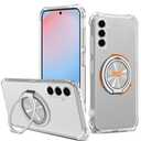 Compatible for Samsung Galaxy S25 FE 5G Phone Case, 360° Rotatable Ring Holder Kickstand [Non Yellowing] Transparent 4 Corners Shockproof Protective Cover Case for Samsung S25 FE - Crystal Clear