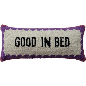 Creative Co-Op Cotton Tufted Lumbar Pillow “Good in Bed”, Multicolor, 28 x 12 inches