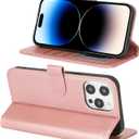 for iPhone 14 Pro Max Case Wallet with Card Holder,for iPhone 14 Pro Max Wallet Case for Women Men,PU Leather Shockproof Magnetic Buckle Stand Flip Phone Case-Rose Gold