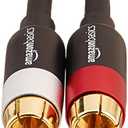 Amazon Basics 2 RCA Audio Cable for Amplifier,Active Speakers or Subwoofer with Gold-Plated Plugs, 4 Feet, Black pack of 6