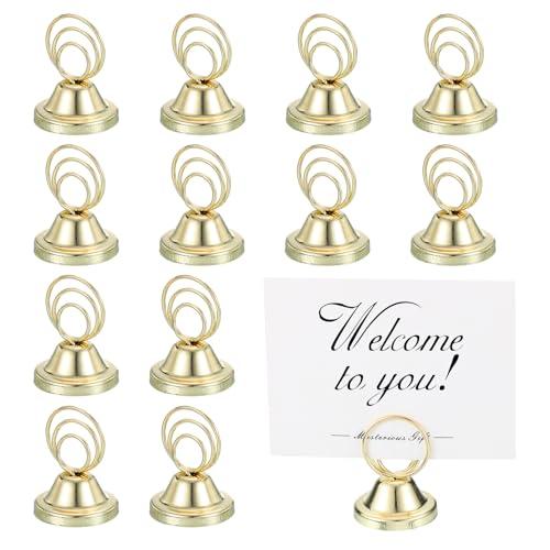 PATIKIL 12 Pack 1.57 Inch Table Number Holders, Weighted Base Place Card Holders Picture Stand Photo Sign Clips for Wedding Reception Restaurants, Gold