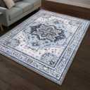 Muddy Mat® Azure 5ft x 7ft Washable Muddy Carpet for Living Room, Bedroom & Dining Room – Modern Soft Low Pile Non Slip Carpet – Pet Friendly Waterproof Foldable Area Rugs for Home