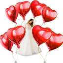 Big Red Heart Foil Balloons, Big Giant Jumbo Heart Shaped Mylar Aluminium Decoration for Girl Valentine's Day Surprise Birthday Wedding (Red, 32" Pack of 8)
