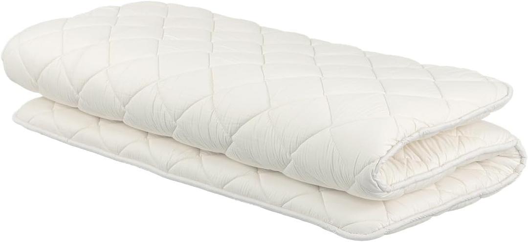 FULI Japanese Futon, Full XL Size, White - Foldable Shikibuton Floor Bed - Medium Firm Quilted Cotton Sleeping Pad, Portable Roll-Up Japanese Floor Bed for Guests & Small Spaces
