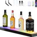 Dethan 1 Tier 24 Inch LED Lighted Liquor Bottle Display Shelf - Wine Racks with Multi-Color App & Wireless Remote Control, Adjustable Brightness & Sound Modes, Acrylic Bar Shelves for Home Bar Display
