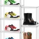X-Large Clear Shoe Storage Box Stackable Shoes Box Acrylic Sneaker Display Case Shoe Boots Organizer with Lid, 6 Pack
