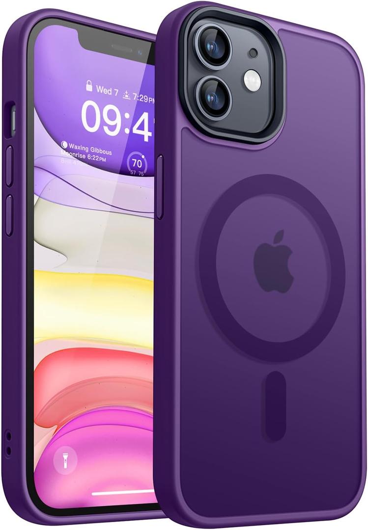 CANSHN Magnetic Compatible with iPhone 11 Case [Compatible with Magsafe] [Translucent Matte] Slim Thin Shockproof Protective Bumper Cover Phone Case Cover 6.1 Inch - Deep Purple