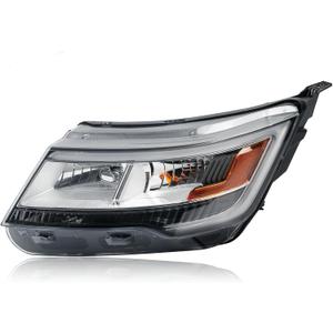 Chrome Bezel LED Headlights Compatible with 2016-2019 Ford Explorer | w/DRL Halogen Model Headlamp Front Light Assembly W/O LED control module With bulb Left Driver Side FO2518130