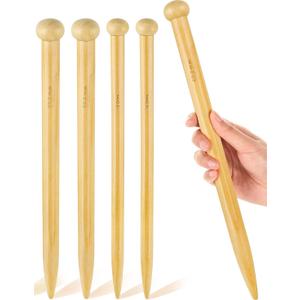 MTLEE 4 Pcs Large Knitting Needles Jumbo Straight Wooden Knitting Needles 3 Sizes Extra Large Weaving Tool for Chunky Yarn Beginner DIY Fabric Crafts Crochet 15mm 20mm 25mm (Natural)