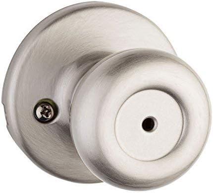 Kwikset Tylo Interior Privacy Door Knob with Lock, Door Handle For Bathroom and Bedroom, Satin Nickel Keyless Turn Lock Doorknob, with Microban Protection (1 Pack)