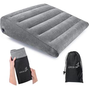 Circa Air Inflatable Wedge Pillow for Traveling - Travel Wedge Pillows for Sleeping in Bed, Acid Reflux, Sleep Apnea, Snoring for Back, Knee, Leg Elevation and Side Sleepers, Blow up Cushion