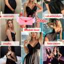 Avidlove Women Lingerie Lace Babydoll V Neck Sexy Sleepwear Strap Chemise (Black, L)