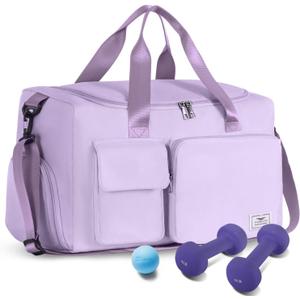 FIORETTO Women's Gym Duffle Bag with Shoes Compartment, 30L Capacity, Ideal for Travel, Gym, Sports, Duffel, Weekender (Lavender)