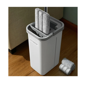 JOYMOOP Mop and Bucket with Wringer Set, Hands Free Flat Floor Mop and Bucket, with 3 Washable Microfiber Pads, Wet and Dry Use, Floor Cleaning System