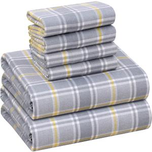 RUVANTI Flannel Sheets Full Size 6 Pcs - 100% Cotton Double Brushed Bed Sheets, Deep Pockets 16 Inches, All Seasons Breathable, Extra Soft & Comfy Full Size Sheets Set, Everytime