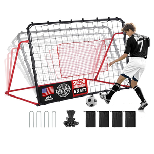 Soccer Rebounder Net, 10 Adjustable Angles 6x4FT Soccer Kickback Trainer for Passing, Ball Control & Volley Practice, Easy Setup Portable Football Training Net for Solo & Team Use