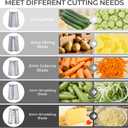 SUSTEAS Rotary Cheese Grater with Handle - Vegetable Shredder with 5 Well-designed Blades & Strong Suction Base,Round Mandoline Slicer & Food Chopper for Kitchen,with Blade Storage Box(Gray)