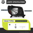 Headlights W/Bulbs for 2005 2006 2007 2008 2009 2010 2011 Toyota Tacoma Halogen Headlamp Replacement Driver & Passenger Side