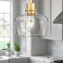 Emak 8 Inch Pendant Lights Kitchen Island, 2 Pack Gold Pendant Light Fixtures with Clear Glass Shade, Modern Island Lights for Kitchen, Dining Room, Bathroom, PL122-GD-CG-2PK