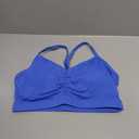 YEOREO SoftHue Women Halter Sports Bra Impact Longline Strappy Bra V Neck Padded Open Back Workout Gym Crop Top Size Large, Blue