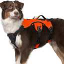 rabbitgoo Escape Proof Dog Harness, Soft Padded Full Body Pet Harness, Reflective Adjustable No Pull Vest with Lift Handle and Leash Clip for Large Dogs Walking Hiking Training, M, Orange (Medium (Pack of 1))