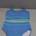 BMJL Women's High Waisted Bikini Ribbed Two Piece Swimsuit High Cut Color Block Adjustable Straps Bathing Suit Blue, Large