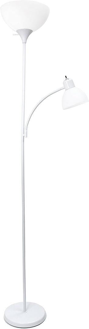 Simple Designs LF2000-WHT Mother-Daughter Floor Lamp with Reading Light, White