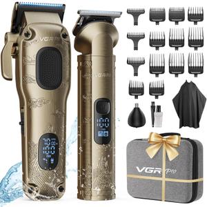 VGRPRO Hair Clippers for Men Professional, Cordless Hair Clippers for Hair Cutting, Mens Clippers and Trimmers Set, Electric Hair Trimmer for Men with Package Case (Gloden)
