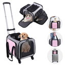 BEBANG Rolling Pet Carrier with Wheels, Foldable Airline Approved Dog Carriers for Small Dogs and Cats, Cat Carrier on Wheels, Pet Travel Carrier for Flight Camping Outdoor