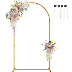 Gold Metal Arch Backdrop Stand, 7.2FT Wedding Arch Stand for Birthday Party Bridal Baby Shower Graduation Ceremony Photo Booth Garden Floral Balloon Arches Decoration