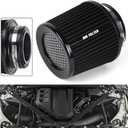 4-Inch Cold Air Intake Filter - Washable, High Performance, 3" or 3-1/2" or 4" Clamp-On Replacement Cone Air Filter Universal 3 Sizes in 1 Black