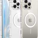 FNTCASE for iPhone 16 Pro Case: Clear Magnetic Phone Cases with Screen Protector Slim Anti Yellowing Rugged Shockproof Protective Transparent Cell Phone Cover (A-Clear)